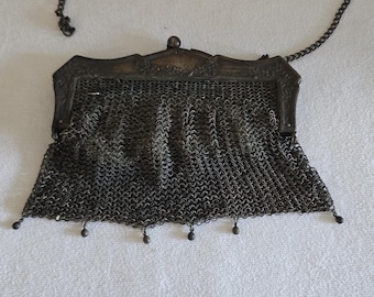Vintage German Silver Chain Mesh Purse Handbag