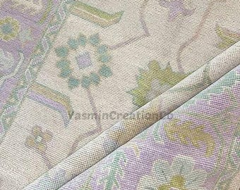 Soft Lavender Hand Knotted Turkish Oushak Rug | Pastel Floral Wool Carpet |