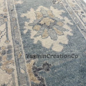 Handgeknüpfter türkischer Oushak-Läufer, Wollläufer, Vintage Flurteppich
