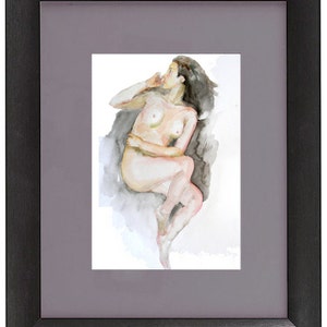 Original watercolor painting of the female nude-03, Holiday present / birthday present / art collection image 2