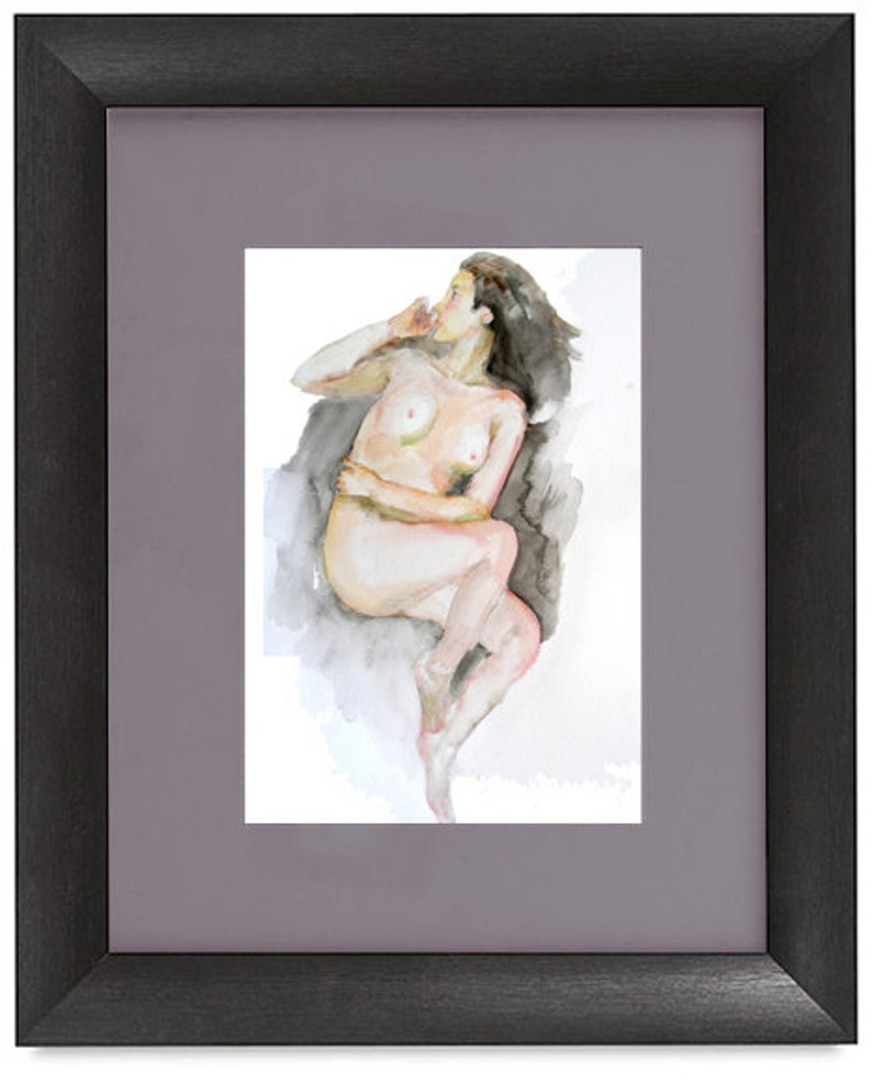 Original watercolor painting of the female nude-03, Holiday present / birthday present / art collection image 2