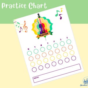 Druckbare Musik Übungs Tabelle für 4 Wochen Tracker für Streichinstrument Schüler