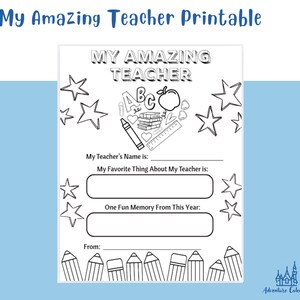 Página para colorir "Meu Professor Incrível" – Presente de agradecimento aos professores das crianças – Download instantâneo
