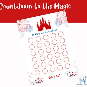 30-Day Countdown to the Castle – Printable Vacation Countdown Calendar with Fireworks & Magical Theme