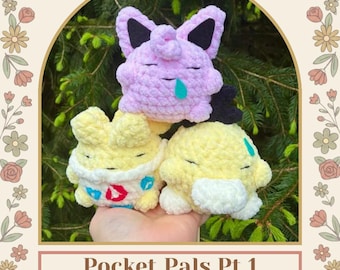 Sovägg, Anka & Puff Handvirkat 3-i-1-mönster | LÅG / INGEN SYNING | Jigglypuff, Psyduck, Togepi