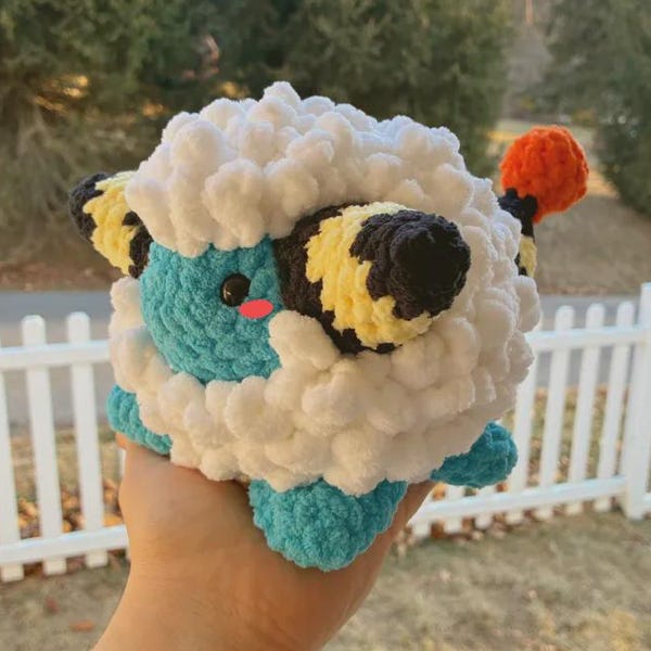 Fluffy Blue Sheep Crochet Plush – Handmade Inspired | Mareep