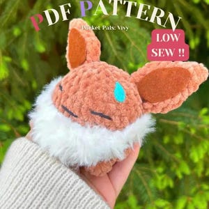 Sovande fluffig räv, gasvarelse och körsbärsvarelse handvirkt virkmönster 3 i 1 | Cherubi, Hemsk, Eevee bild 3