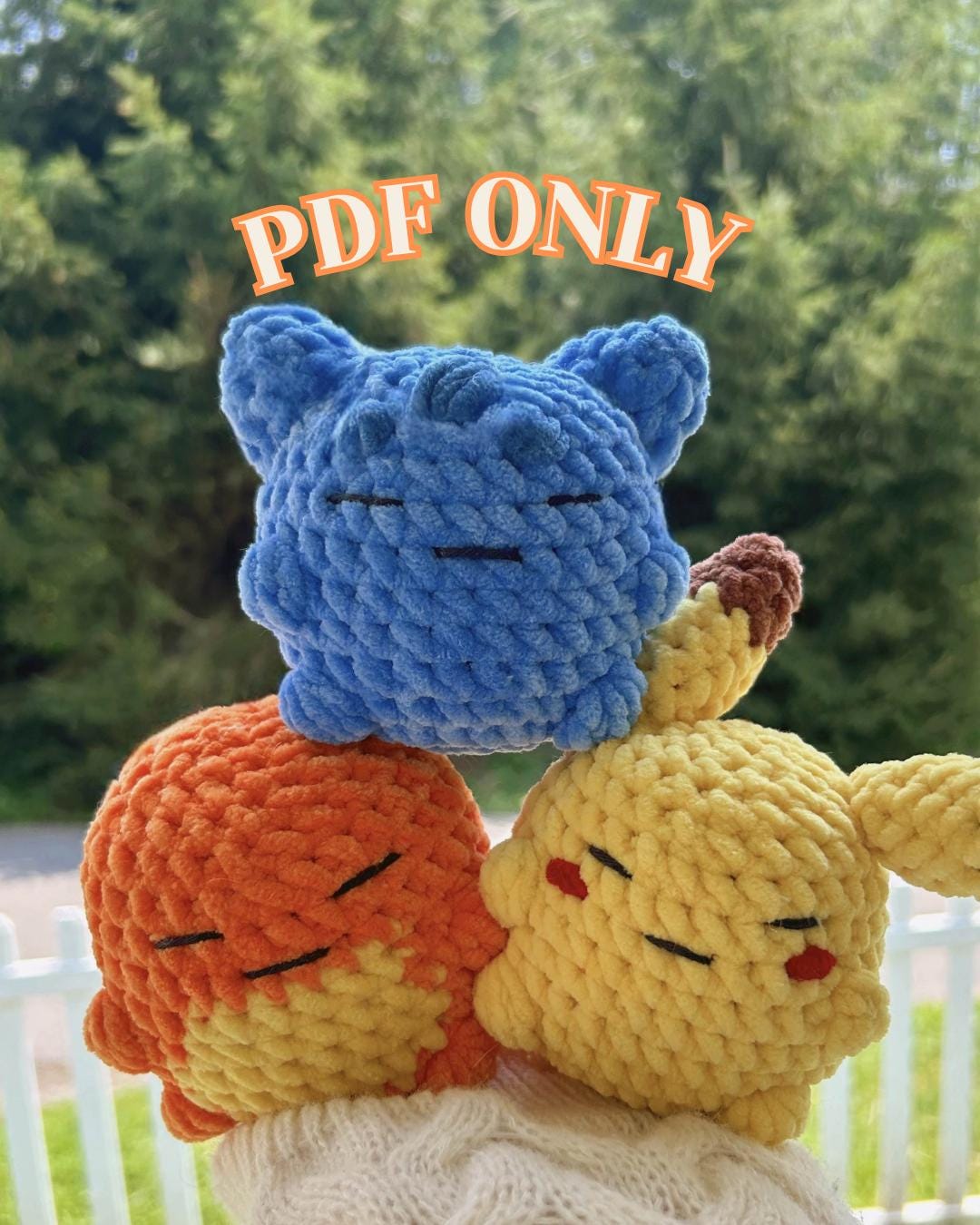 Pocket Pals Part 3 Crochet Pattern – Pikachu, Bulbasaur & Charmander Inspired Amigurumi PDF | Cute Collectible Plushie Set for Gamers