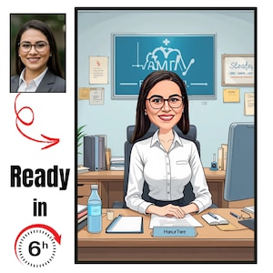 Personalized Female Doctor Caricature | Female Doctor, Custom Doctor Office Gifts, Medical Gift, Doctor Graduation Gifts, Digital Download