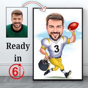 Caricature personnalisée de joueur de rugby Caricature de rugby personnalisée dessin Dessin de dessin animé drôle à partir d'une photo Dessin de joueur de rugby personnalisé joueur de football