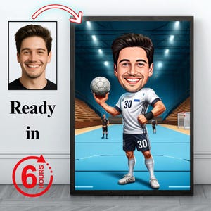 Caricatura di cartone animato di football maschile su misura Ritratto di rugby Caricatura regalo di football americano Caricatura di cartone animato personalizzata da foto digitale