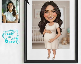 Retrato personalizado de pareja embarazada estilo caricatura / Regalo personalizado para baby shower (Digital)
