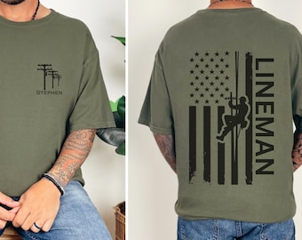 Camiseta personalizada de liniero, sudadera de liniero, regalos personalizados de liniero, regalos con temática de electricista, vida en la línea, regalos para linieros