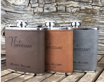 Personalized Officiant Leather Flask, Wedding Officiant Proposal Gift, Will Your Marry Us, Wedding Officiant Gift,