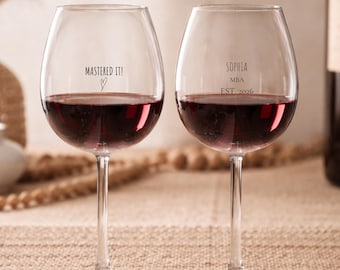 Copa de vino personalizada para graduación, ¡Lo logré!, Regalo de graduación de maestría, Regalos de graduación de maestría, Regalos de graduación de maestría para ella