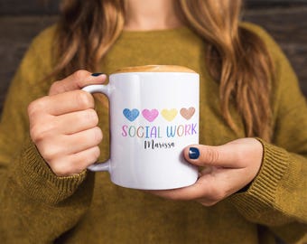 Mug assistante sociale personnalisée, cadeau de remise des diplômes MSW, cadeaux assistante sociale personnalisés, cadeaux LCSW, cadeaux assistante sociale
