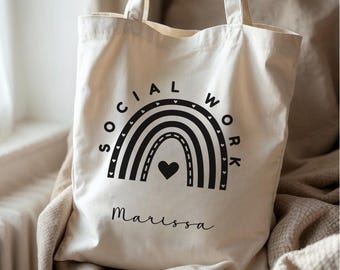 Personalized Social Work Tote Bag, Gift for Social Worker, Social Worker Gifts, MSW Graduation Gift, Custom Social Worker Tote Bag, LCSW Bag