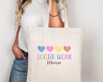 Personalized Social Work Tote Bag, MSW Graduation Gift, Social Worker Gifts Customized, LCSW Gifts, Social Worker Gifts