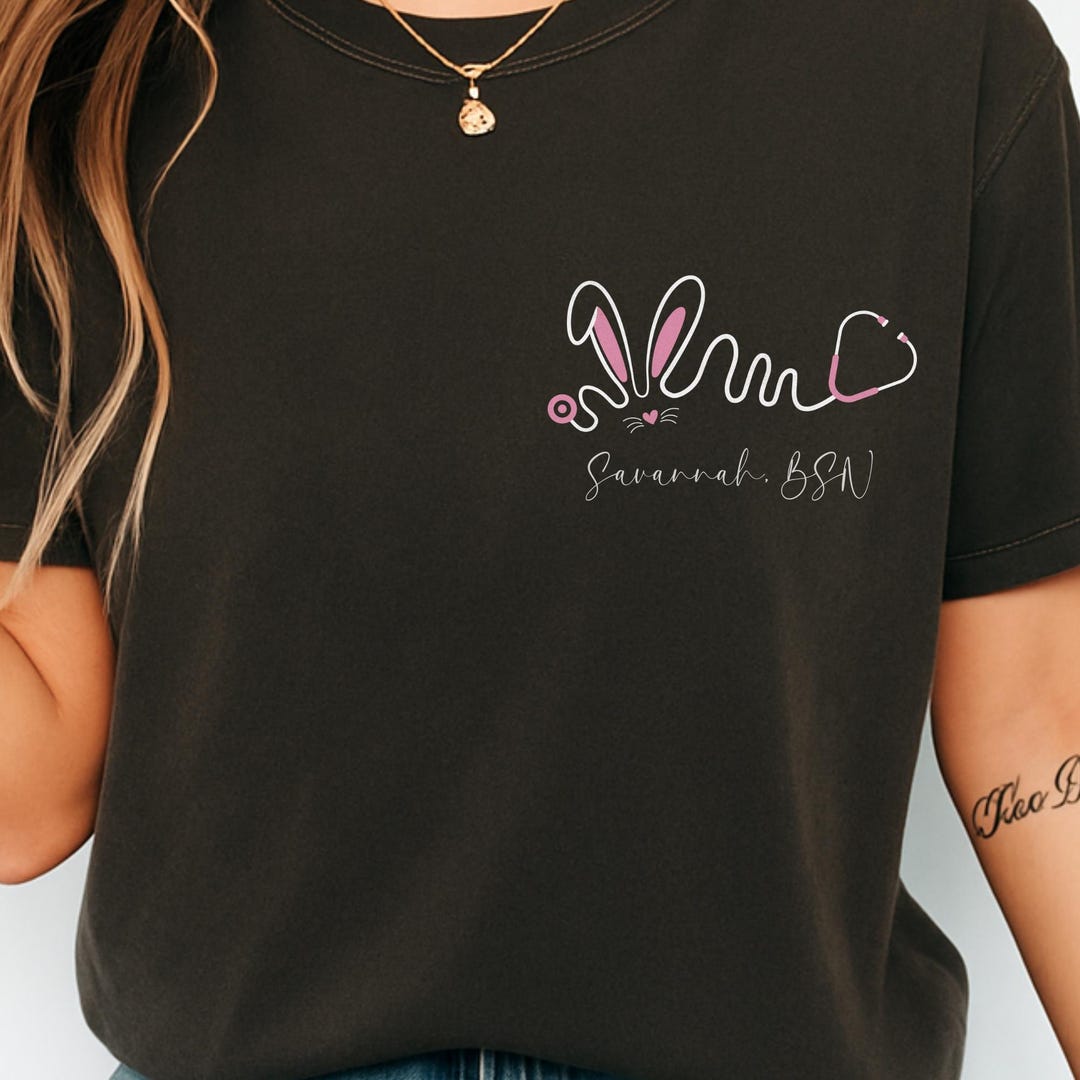 Personalized Comfort Color Easter Nurse Shirt, Custom Medical Staff ...