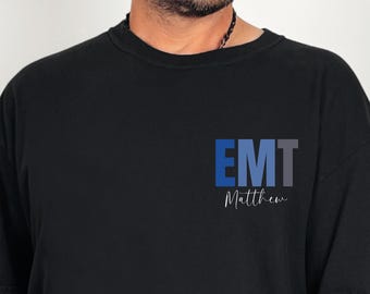 Camiseta EMT personalizada, camiseta de manga larga de técnico de emergencias médicas de color cómodo, regalo para primeros auxilios, camiseta de paramédico EMS de algodón