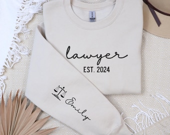 Personalized Lawyer Sweatshirt, X-4XL Crewneck for Legal Professional, Minimalistic Law School Graduation Gift Sweater