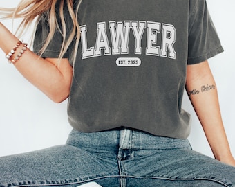 Camisa de abogado personalizada, cómoda y de color, de algodón, tallas S-4XL, blanca con letras universitarias.