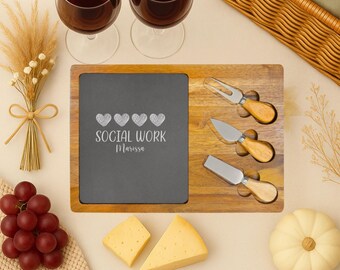 Plateau de charcuterie personnalisé pour travailleurs sociaux, cadeau de fin d'études personnalisé pour travailleurs sociaux, cadeaux pour travailleurs sociaux, travailleur social scolaire, articles promotionnels pour travailleurs sociaux