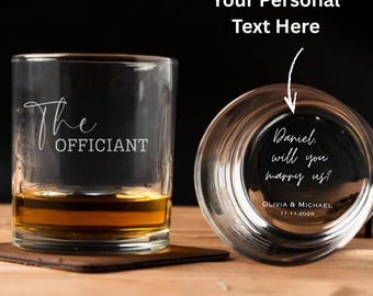 Personalized Officiant Engraved  Whiskey Glass, Wedding Officiant Gift, Officiant Proposal Gift, Will You Marry Us, Ordained Minister