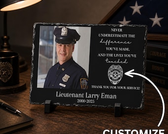 Personalized Police Officer Retirement Plaque, Police Retirement Gift, State Trooper, Thin Blue Line Retirement, Law Enforcement Retirement