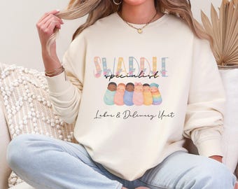 Sudadera con capucha y cremallera personalizada para madre y bebé, color cómodo, para enfermeras posparto, suéter para enfermeras obstétricas, regalo para enfermeras de maternidad y parto.