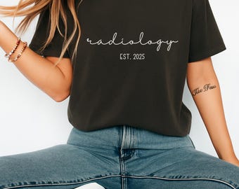 Gepersonaliseerd comfort shirt kleurenradiologie, aangepaste T-shirt voor radioloog, katoenen X-Ray Tech shirt, radiologie tech weekideeën