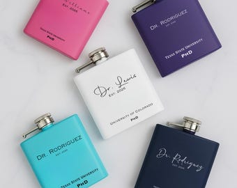 Personalized PhD Flask, PHD Graduation Gifts, Doctor Graduation Gift for Her, Doctorate Graduation