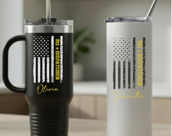 Vaso personalizado de operador del 911 de 20 oz o 40 oz, regalos personalizados para despachadores, regalo de línea fina dorada, regalo de operador del 911 para hombres