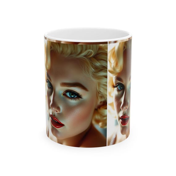 Marilyn-Inspired Ceramic Mug - Vintage Glamour Coffee Cup, Unique Gift for Her, Retro Home Decor, Stylish Tea Mug, Pop Culture Collectible