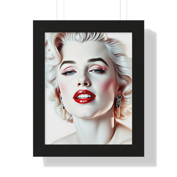 Glamorous Vintage Wall Art, Marilyn Monroe Framed Poster, Home Decor, Retro Print, Elegant Gift for Art Lovers