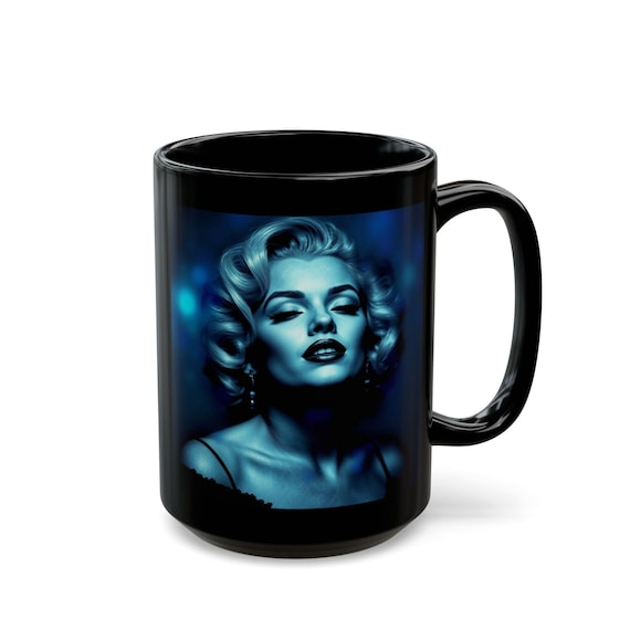Marilyn Monroe Black Mug, Vintage Style Coffee Cup, Gift for Film Lovers, Retro Home Decor, Inspirational Art Mug, Unique Collectible