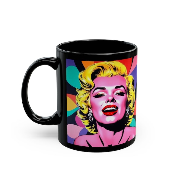 Vibrant Marilyn Monroe Mug - Pop Art Coffee Cup, Gift for Movie Lovers, Retro Home Decor, Unique Art Merchandise, collectibles