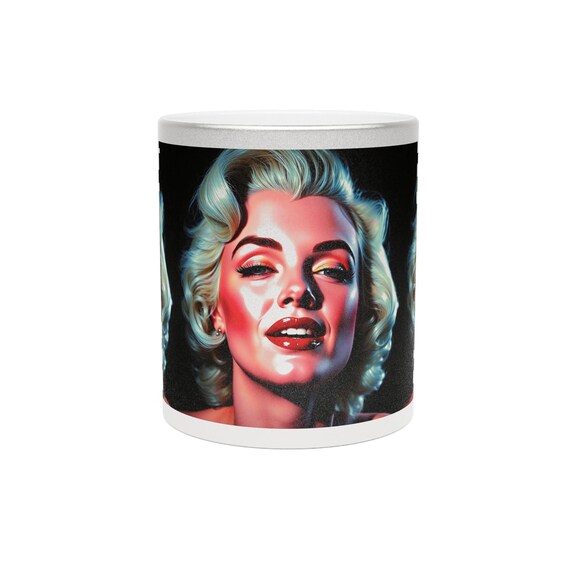 Marilyn Monroe Metallic Mug, Retro Coffee Cup, Glamorous Gift for Her, Vintage Inspired Mug, Unique Home Decor