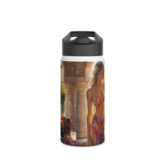 Artistic Stainless Steel Water Bottle with Standard Lid, Perfect for Travel, Hiking, Eco-Friendly Gift, Outdoor Adventures, Artistic Design