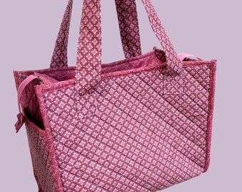 Quilted Structured Tote Bag WITH ZIPPER