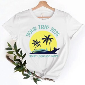 Custom Family Vacation Shirts, Personalized Location Family Trip Tee, Reunion Matching Shirt, Tropical Family Travel T-Shirt, Custom Gift