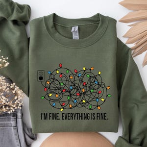 Funny Christmas Shirt, It&#39;s Fine I&#39;m Fine Everything Is Fine Tee, Christmas Lights Shirt, Holiday Humor Tee, Merry Christmas Gift