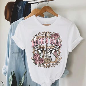 Rock n Roll Tee, Vintage Style Rock and Roll Shirt, Guitar Player Shirt, Music Lover Tee, Songwriter Gift, Let's Rock T-Shirt