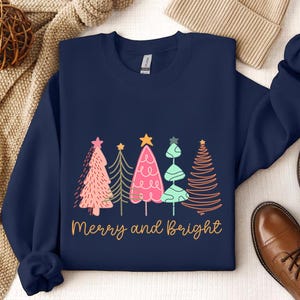 Merry and Bright Tree Christmas Shirt, Merry and Bright Christmas Sweatshirt, Colorful Xmas Tree Hoodie, Bright Holiday Tee