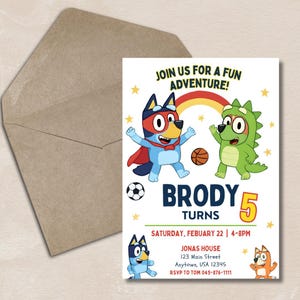 Bluey Birthday Party Invitation Editable Customizable Boys Bluey Birthday Invitation Bluey Birthday Party Invite Canva Custom Birthday Party