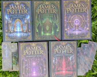 Saga de fantasía de James Potter en 5 volúmenes, colección de libros mágicos de tapa dura con marcapáginas, regalo para estantería de estilo Dark Academia