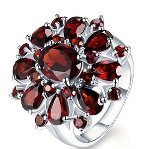 Anello vittoriano vintage in argento sterling con granato: pietra portafortuna di gennaio
