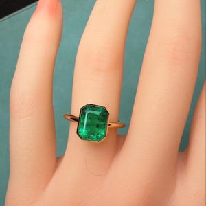 Emerald Engagement Ring: Art Deco Sterling Silver, Emerald Cut