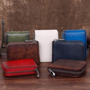 Tarjetero de cuero de alta calidad, bolsa de almacenamiento retro, funda de identificación con textura clásica, bolsa marrón