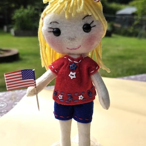 Handmade Felt doll – 4th of July - Patriotic-Custom Nursery Decor – Unique Kids Gift